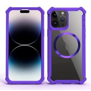 Protection Air Bumper Couleur Cadre Transparent Dur Clair Pour <span class=keywords><strong>iPhone</strong></span> 15 <span class=keywords><strong>Pro</strong></span> <span class=keywords><strong>Max</strong></span> Couverture Arrière Antichoc pour magsafePhone Cas - Product Image 4