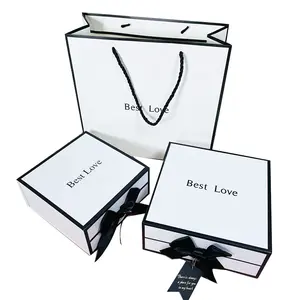 定制喜气腾腾的白色a4纸板纸首饰包装盒和包套装礼品结婚戒指