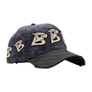 Casquettes de baseball en daim Sombrero G5 Dandy Hats pour Halloween, casquette 5 panneaux avec motif sportif lettre 'D' en strass et imprimé tête de mort - Product Image 5