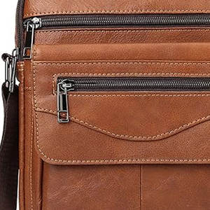 กระเป๋าเป้หนังพิมพ์โลโก้ตามสั่งคุณภาพสูง พร้อมซิปปิด ราคาขายส่งที่แข่งขันได้ กระเป๋าสะพายไหล่หนัง - Product Image 4