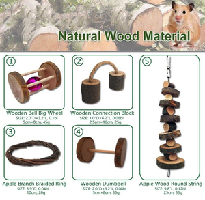 Petit Animal Combo Pomme <span class=keywords><strong>Bois</strong></span> Jouets d'Activité Hamsters Jouets à Mâcher Rat Chinchilla Snacks Jouets Animaux Biologique Naturel Accessoires - Product Image 5