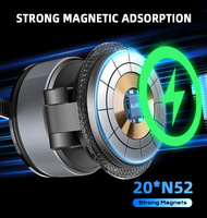 Soporte para Teléfono de Coche con Carga Inalámbrica Rápida de 15W, con Ventosa de Vacío, Rotación de 360 Grados, Soporte Magnético Compatible con iPhone