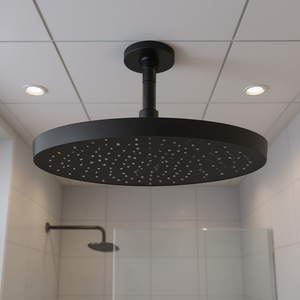 Pommeau de douche Nola noir mat diamètre 250 mm, douche pluie à fixation au plafond - Product Image 3