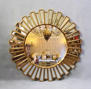 Pittura oro di lusso in legno decorativo <span class=keywords><strong>parete</strong></span> specchio decorazione da <span class=keywords><strong>parete</strong></span> Art Espejos Spiegels Miroir Muebles mobili metallo ferro specchio - Product Image 5