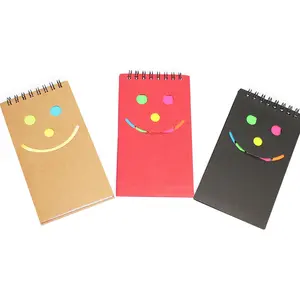 Muestra libre lindo punto rejilla doble anillo espiral mini color cuadernos con notas adhesivas cara sonriente