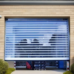 Volets roulants modernes à ouverture verticale en polycarbonate transparent, design rapide, télécommande, pour porte d'entrée de magasin - Product Image 1