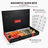 Boîte à sushi pliable magnétique de luxe, conteneur alimentaire recyclable pour la livraison et la restauration