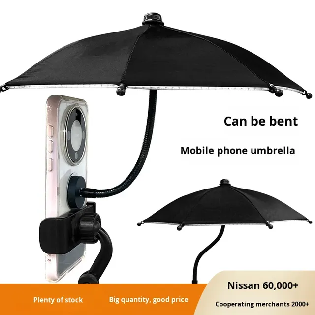 New Magnetic Phone Umbrella with Flexible Angle Design for Car and All Phone Anti-Glare Motorcycle Phone Holder Umbrella