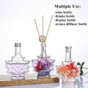 Bouteilles de diffuseur en verre en forme de <span class=keywords><strong>feuille</strong></span> <span class=keywords><strong>d</strong></span>'érable de luxe de 50ml 100ml 250ml pour sirop contre la toux vin whisky Gin boisson avec couvercle en aluminium - Product Image 3