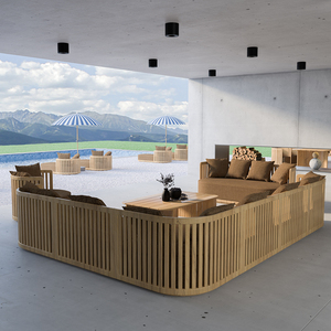 All Weather Modern Hot Sale Mobiliário Pátio Madeira Jardim Mesa De Jantar Móveis Teca Outdoor Dining Set 12 - Product Image 5