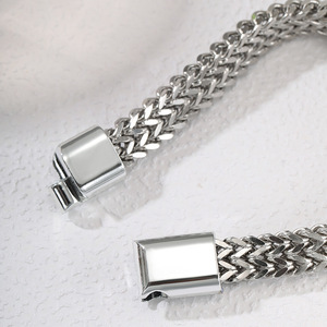 <b>Titanium</b> Steel Double Row <b>Chain</b> Bracelet Magnetic Clasp Unisex Fashion Jewelry Gift - Product Image 4