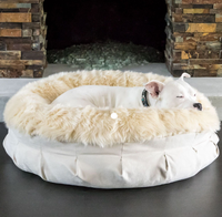 Lit pour animaux de compagnie, confortable et chaud, en toile souple, nid pour chiens et chats, nid antidérapant, lit pour chaton, de luxe en fausse fourrure