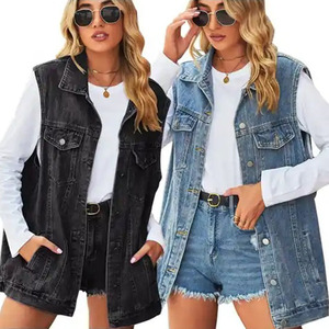 Grosir jaket jins longgar Retro kasual tanpa lengan rompi Denim wanita - Product Image 1
