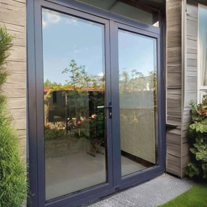 Porte d'entrée principale commerciale à double battant en verre avec cadre en aluminium, système étanche, design chinois, moustiquaire en fibre de verre - Product Image 4