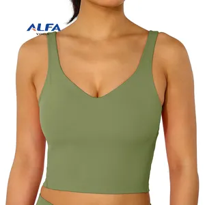 ALFA long soutien-gorge de sport rembourré pour femmes, haut court de Yoga, Fitness