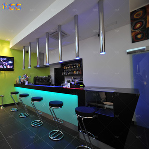 Comptoir de bar au design luxueux pour club privé Comptoir de café à whisky en marbre noir - Product Image 6