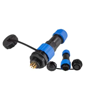 用于Led户外照明电缆9Pin防水连接器的电气电线连接器IP68 SP SD16背螺母公母连接器