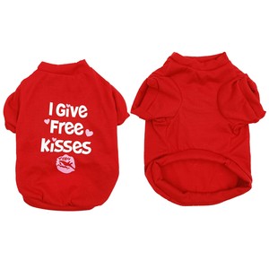 Camiseta de algodón para perros con estampado de besos gratis, ropa para mascotas para el día de San Valentín, estilo informal, lavable a máquina - Product Image 5