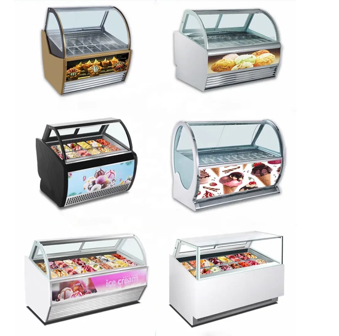 The air cooled ice cream freezer is used to show and make all kinds of ice cream and ice cream cakes