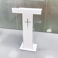 Pupitre acrylique chaire plate-forme acrylique podium chaire acrylique blanc podium chaire d'église avec croix d'église chrétienne