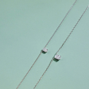 จี้เพชรทรงรีคิวบิกเซอร์โคเนีย สร้อยคอแฟชั่น เครื่องประดับสำหรับผู้หญิง สร้อยคอขายส่ง เงินแท้ 925 สร้อยคอแบบมินิมอล - Product Image 4