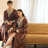 Peignoir en flanelle pour femme et homme, taille européenne, grande taille, en velours corail, pour couple, hiver, épaissi, allongé