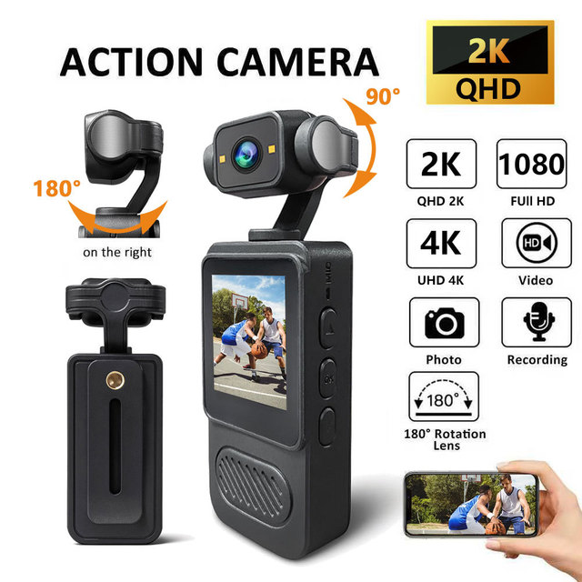 New Vlog 1080P 2K 4K Handheld Camera High-quality 180 Degree Rotatable Action Camera Lightweight Outdoor Sport Recorder