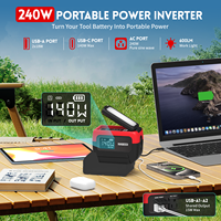Inverter Gelombang Sinus Murni Fase Tunggal 240W 3 Port USB QC Ringan Pengisi Daya Cepat 7A 120V AC 600LM LED Laptop Baterai 18V