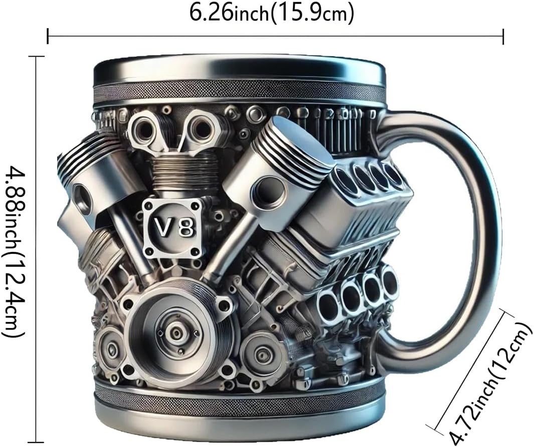 Coupe moteur V8 argentée
