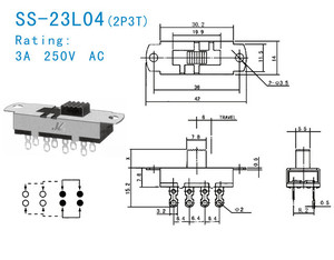 SS-23L04 6A 125V dpdt chuyển đổi chuyển đổi <span class=keywords><strong>momentary</strong></span> Dip Tích hợp điện tử Torch trượt chuyển đổi thành phần - Product Image 3