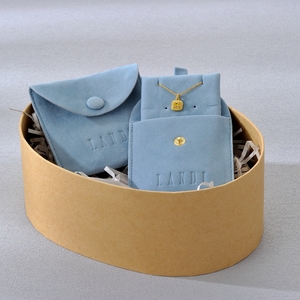 Velvet Custom Logo <b>Thick</b> Jewelry Pouch Metal Snap Button Suede Microfiber Custom Jewelry <b>Cards</b> Packaging Necklace Pouch - Product Image 2
