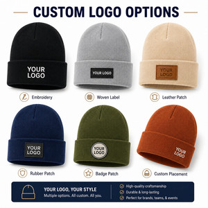 Custom Logo Knitted <b>Beanie</b> <b>Hat</b> 26 Colors Soft Acrylic Winter Warm Skull Cap Wholesale Promotional Blank Cuffed <b>Beanie</b> Navy - Product Image 2