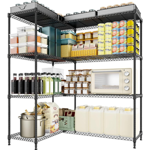 MZG Organizador de Almacenamiento Duradero para Cocina y Despensa, Sistema de Estanterías de Alambre de 4 Niveles en Negro Mate, DIY - Product Image 1