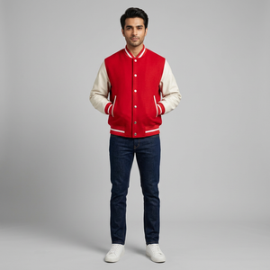 Chaqueta Varsity Personalizada Tipo Letterman, 100% Algodón, Cuello Alto, Logotipo Frontal, Transpirable, Ropa de Invierno Elegante y Moderna para Hombre - Product Image 1