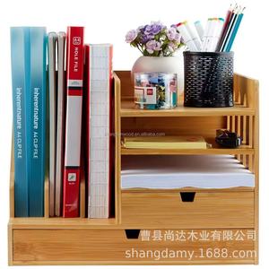 Organizador de escritorio de madera para oficina, estante de almacenamiento de libros multifuncional de madera maciza, estante de almacenamiento extraíble de varias capas - Product Image 3