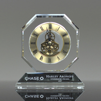 Récompenses de leadership en cristal d'octogone d'horloge réelle luxueuse