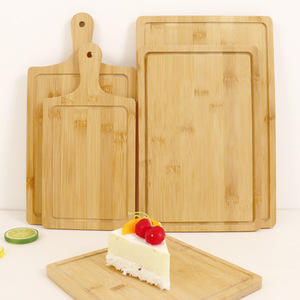 Ensemble de plateaux de service en bambou, planche à découper carrée pour gâteau, dessert, steak, sushi, style simple, couleur unie - Product Image 1