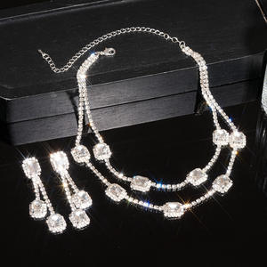 Zirkon Geometrische Quadratische Verstellbare Kupferlegierung Mikro-Einlage Natürlicher Juli-Geburtsstein Halskette Zweiteiliges Set Modische Gliederkette - Product Image 3