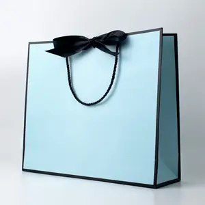 블루 쇼핑백 선물 가방 골판지 종이 우아한 로고 브랜드 럭셔리 맞춤형 화이트 크래프트 종이 토트 백 졸라매는 끈