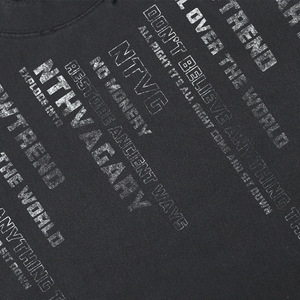 T-shirt imprimé surdimensionné pour homme, style streetwear, délavé vintage, avec <span class=keywords><strong>texte</strong></span> dégradé vertical, 300 grammes, personnalisable OEM - Product Image 3