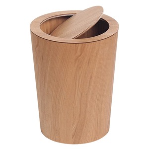 <b>Lid</b> Solid Real Wood Waste Basket <b>Bin</b> Swing <b>Lid</b> Round Trash Can Japanese-Style Wood Garbage Recycling - Product Image 1