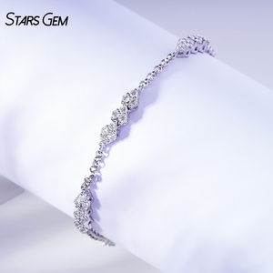 Starsgem 1.2ct 1.8mm Round Brilliant Cut Lab Grown Diamond 18K <b>White</b> Gold Unisex Trendy <b>Bracelet</b> - Product Image 1