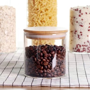Glass Jar with Bamboo Lids Airtight food Storage Spice Jar Glass Storage Bottles