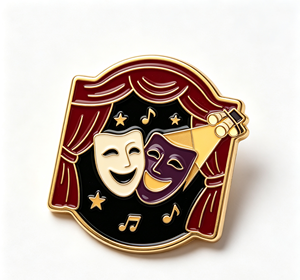 Pin de Solapa Personalizado de Aleación de Zinc Negra con Esmalte Duro, Insignia de Teatro, Souvenir para Eventos Escénicos, Regalo - Product Image 2
