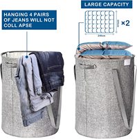 Panier à linge personnalisé avec poignées Poubelle de lavage pliante étanche autoportante Panier à linge rond pliable avec couvercle