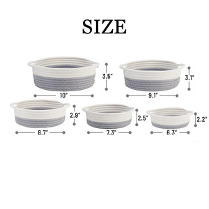 Panier de rangement tressé en corde de coton 100% naturel, lot de 5, pour jouets Montessori et fournitures scolaires, usage domestique - Product Image 2