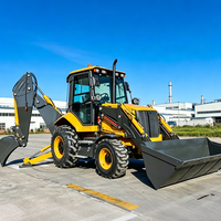 Excavator Loader Multifungsi 4x4 Mini Loader Backhoe Loader dengan Bucket 2-in-1 untuk Menggali dan Menggenggam