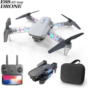 Drones DWI Dowellin con cámara 4K Dron <span class=keywords><strong>plegable</strong></span> <span class=keywords><strong>E88</strong></span> con cámara HD, mini drones con brazos plegados LED transparentes - Product Image 1