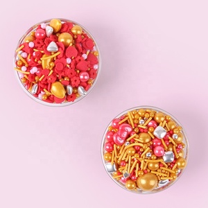 Lovebakery decorazioni torta di San Valentino a forma di cuore rosso per <span class=keywords><strong>oro</strong></span> commestibile e argento Confetti perle bottiglia di imballaggio per dessert - Product Image 6
