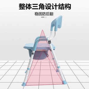 Chaise de douche réglable avec siège de toilette pour équipement de sécurité dans la salle de bain, dossier de 51 cm, largeur de 46 cm, hauteur de 74 à 84 cm - Product Image 3